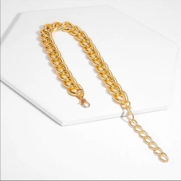 NEW Gold Unisex Cuban Link Chain Necklace - Picture 3 of 4